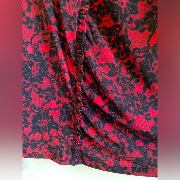 NWOT MICHAEL KORS RED & BLACK FLORAL MIDI SHEATH DRESS - SIZE XL - Picture 11 of 16